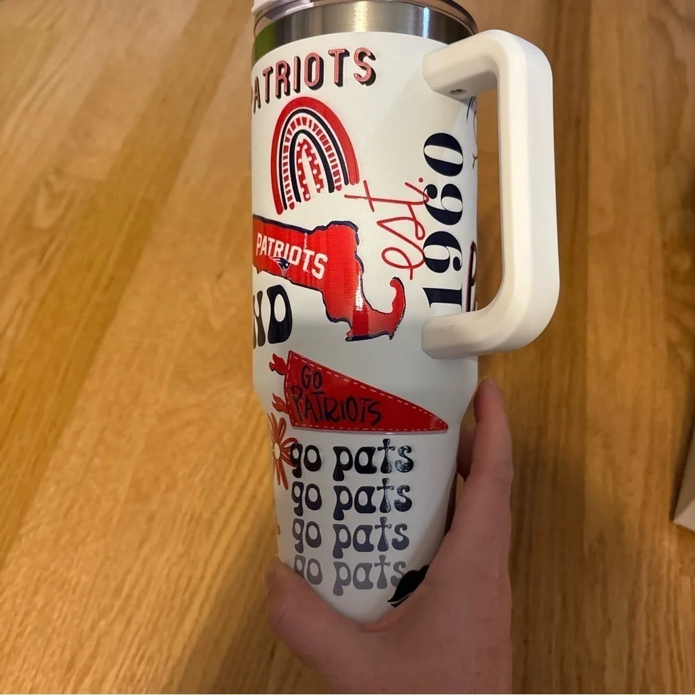 New England Patriots 40 oz Stainless Steel Themed Party Tumbler Cup NEW NFL